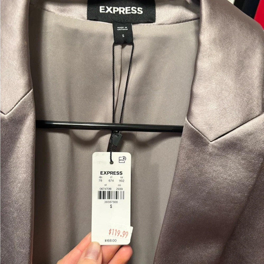 Express Satin Gray Blazer - Picture 7 of 8